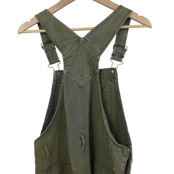 Brandy Melville Army Military Green Overalls Shortalls Shorts Size M Frayed Raw - Picture 11 of 14